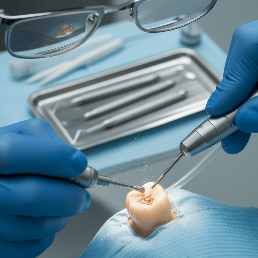 Close-up of a dental surgical handpiece